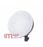 White diffuser fabric cap for standard flash reflector dishes