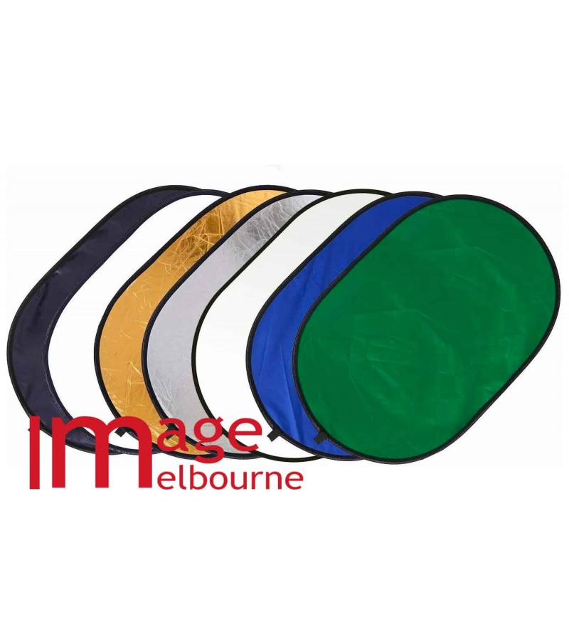 150 x 100cm Collapsible 7 in 1 oval reflector kit with Chromakey blue & green