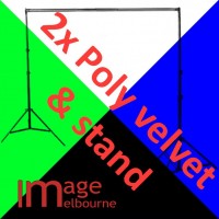 3m wide Backdrop Stand, two 3x6m Poly Velvet Background + clamp kit