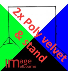 3m wide Backdrop Stand, two 3x6m Poly Velvet Background + clamp kit