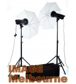 Starving student studio 2 head flash umbrella kit with bag