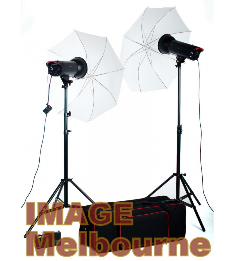 Starving student studio 2 head flash umbrella kit with bag