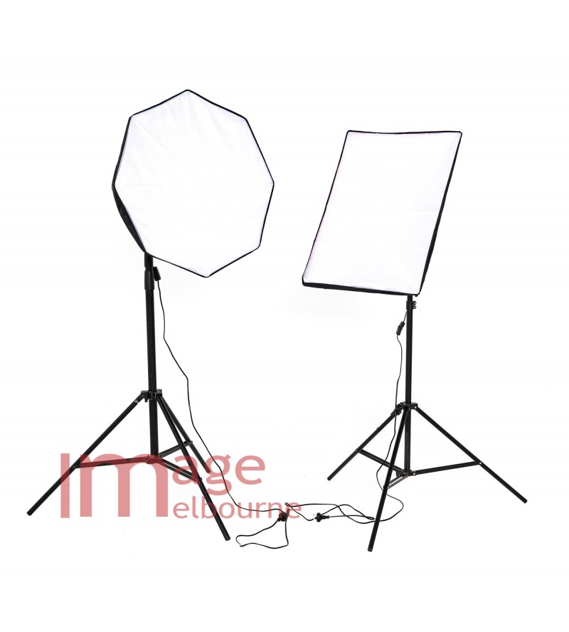 3000W equivalent LED remote control 2 softbox light kit - cool, daylight white and warm 