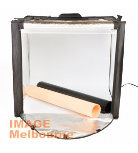 60cm LED light tent, black white peach backdrops - product photo