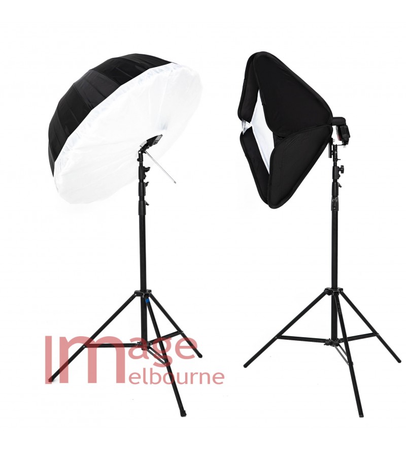 EZ Speedy Kit speedlight 2x softbox for strobists with parabolic umbrella, EZ pop up and grid