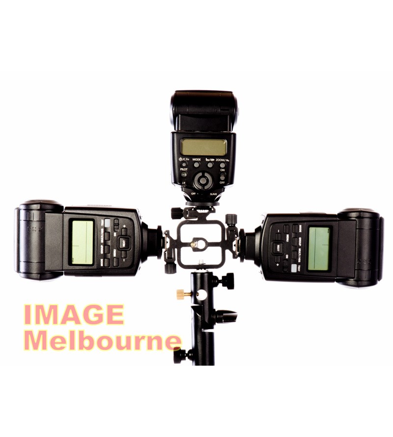 Triple speedlight flash bracket adapter