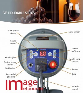 VE-300 II 300WS flash : LED model lamp, 2.4GHz trigger, Bowens mount