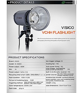 VC-500HH HSS TTL 500WS flash : LED model lamp, 2.4GHz trigger, Bowens mount