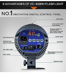 VC-500HH HSS TTL 500WS flash : LED model lamp, 2.4GHz trigger, Bowens mount