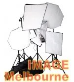 7500W equivalent LED remote control 5 softbox kit + boom - cool, daylight white and warm for high key & chromakey