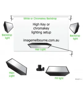3250W equiv 5 LED Redhead softbox kit + boom - hi key or chroma
