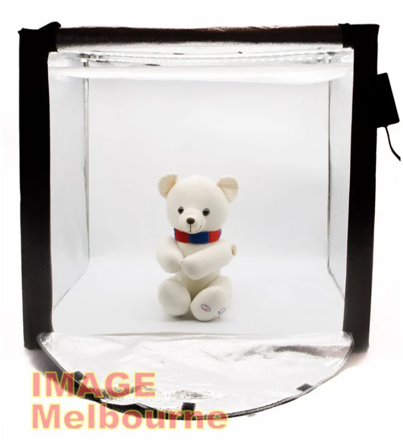 60cm LED light tent, black white peach backdrops - product photo