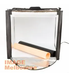 60cm LED light tent, black white peach backdrops - product photo