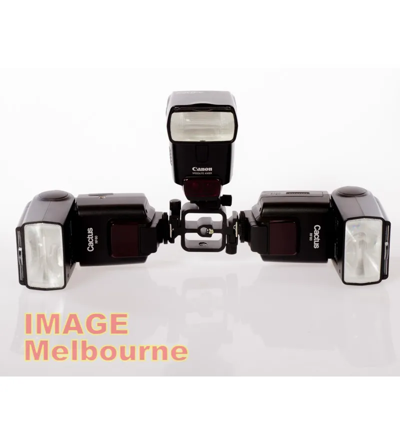 Triple hotshoe speedlight flash bracket adapter