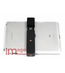 iPad tablet holder clamp with 1/4" threads for tripod mounting